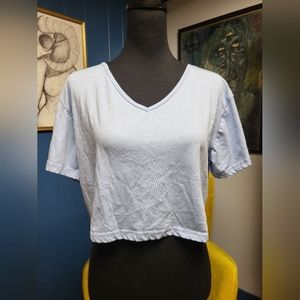 Romwe Baby Blue Crop Tee Size M
